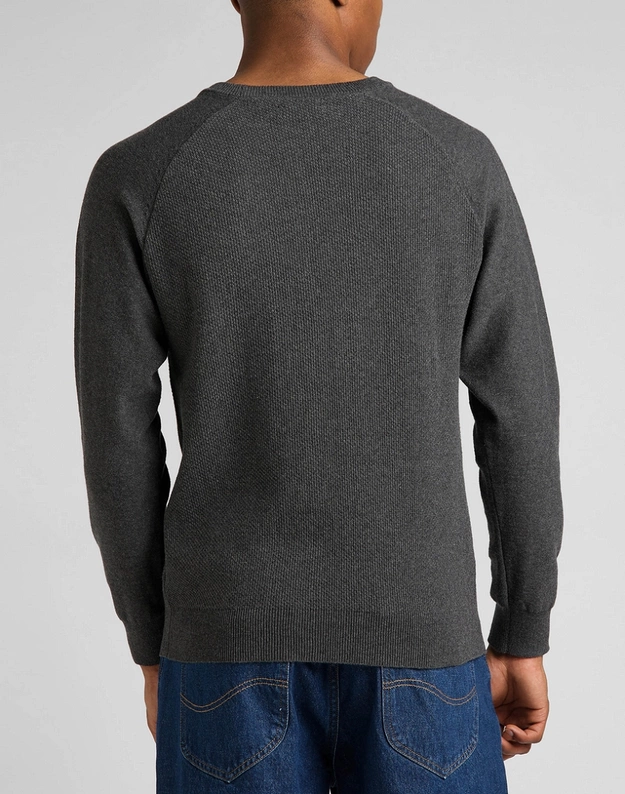 LEE RAGLAN CREW KNIT MĘSKI SWETER KLASYCZNY LOGO DARK GREY L83PKH06 112321534