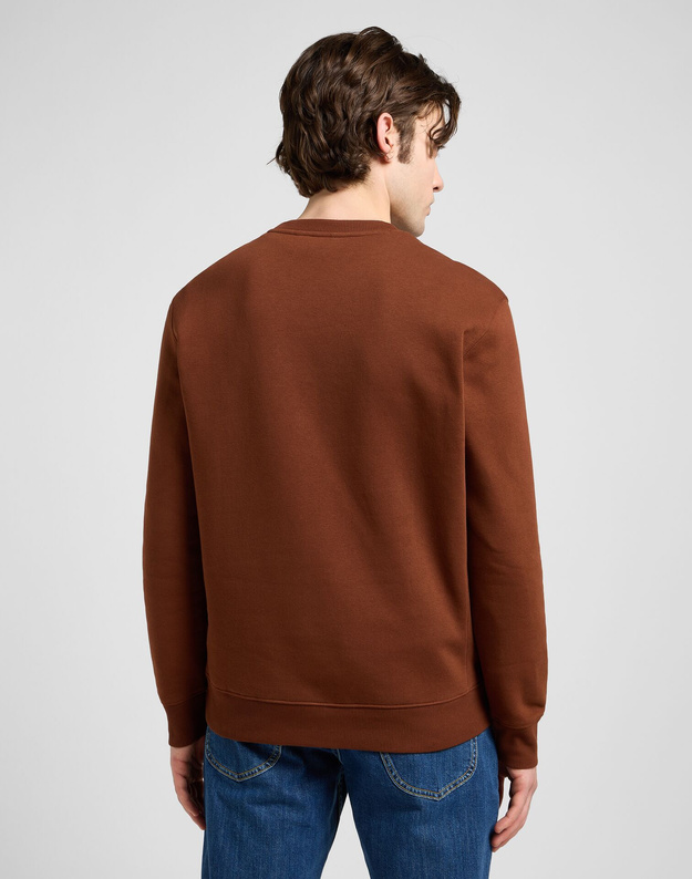 MESKA BLUZA LEE PATCH CREW SWS LUXE BROWN 112371910