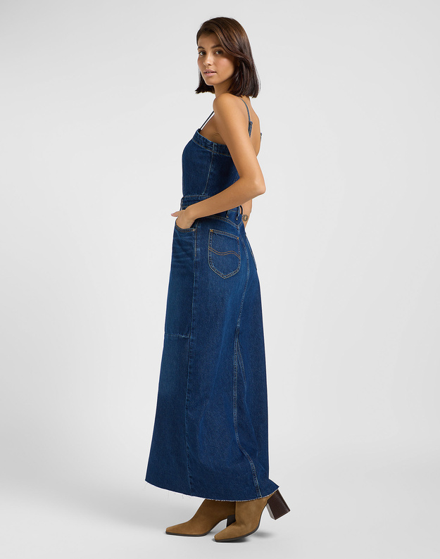 DAMSKA SUKIENKA LEE MAXI DENIM DRESS DARK FUSION 112363487