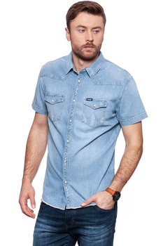 KOSZULA JEANSOWA MĘSKA WRANGLER SS FESTIVAL SHIRT ACID BLEACH W5A08LW3E 112129930