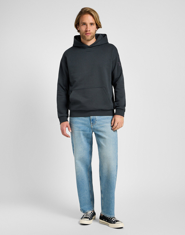 MĘSKA BLUZA Z KAPTUREM LEE CORE RELAXED HOODIE WASHED BLACK 112355528