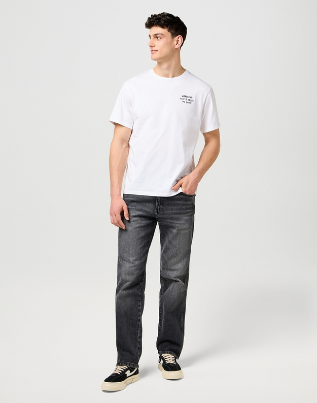 MESKA KOSZULKA WRANGLER EMBROIDERY TEE WORN WHITE 112371487