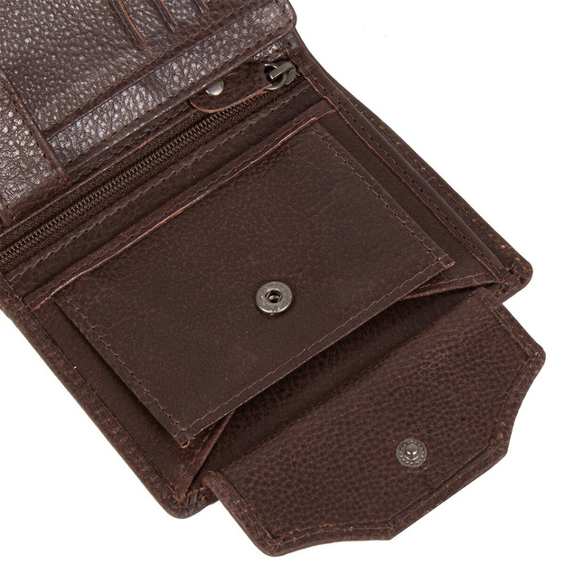 MUSTANG ASTI WALLET MĘSKI PORTFEL SKÓRZANY PREMIUM POJEMNY NA KARTY SKÓRA DARK BROWN 06.101176