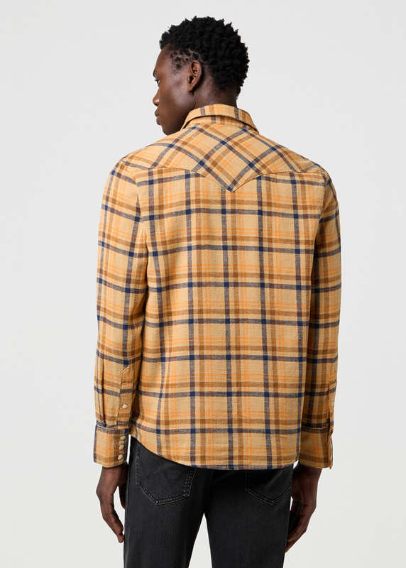 MESKA KOSZULA WRANGLER WESTERN SHIRT BROWN BLUE 112372456