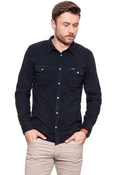 KOSZULA WRANGLER LS 2PKT FLAP SHIRT DARK NAVY W5996TCAE 112129912