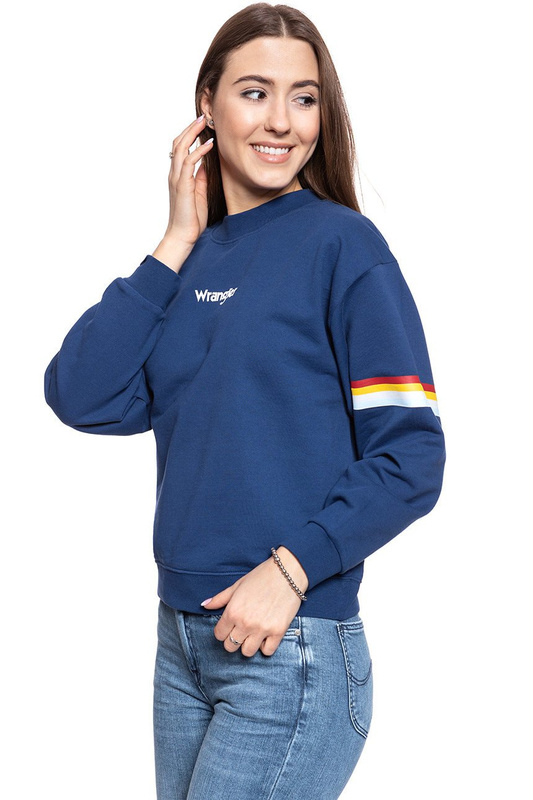 BLUZA WRANGLER 80´S RETRO SWEAT BLUE DEPTHS W6N0HPXJY 112130777