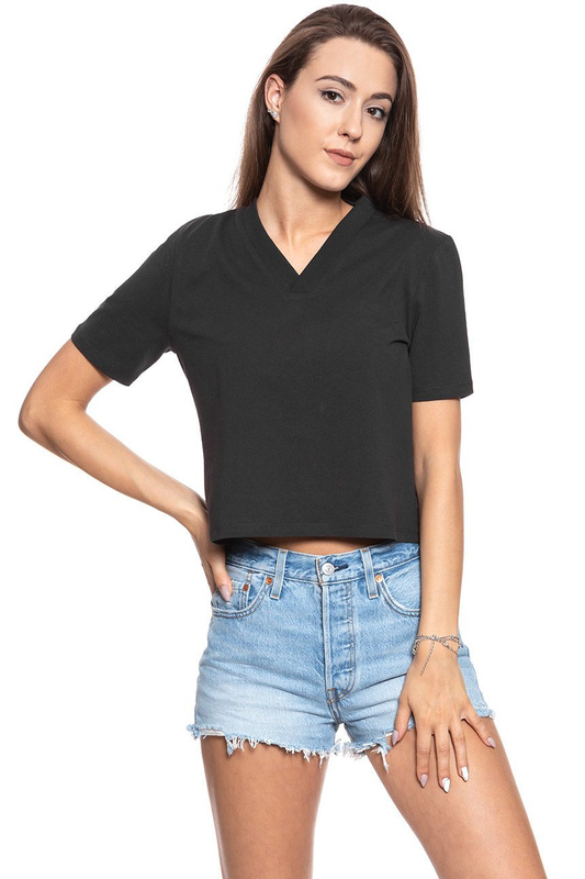 WRANGLER CROP V TEE FADED BLACK W7008GFV6 112130869