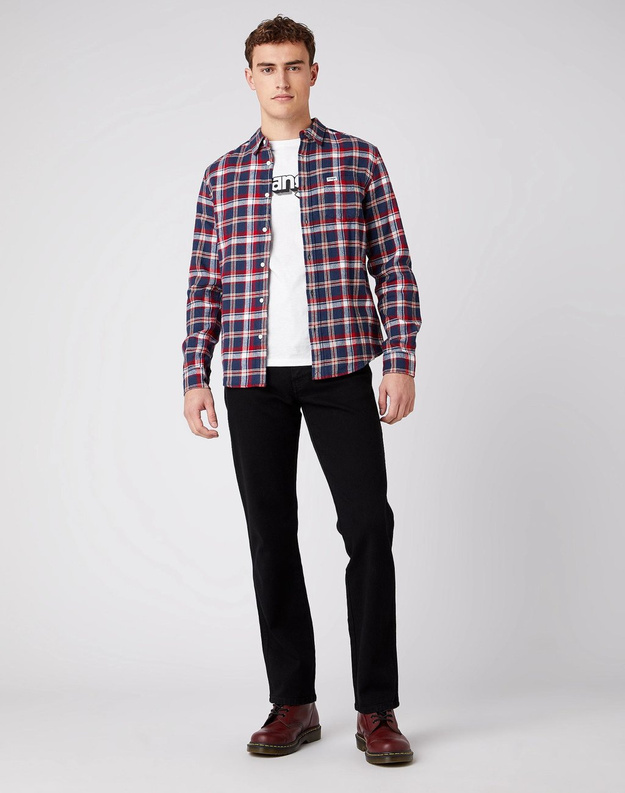 MĘSKA KOSZULA W KRATE WRANGLER LS 1 PKT SHIRT RED W5F1B3X47 112141438