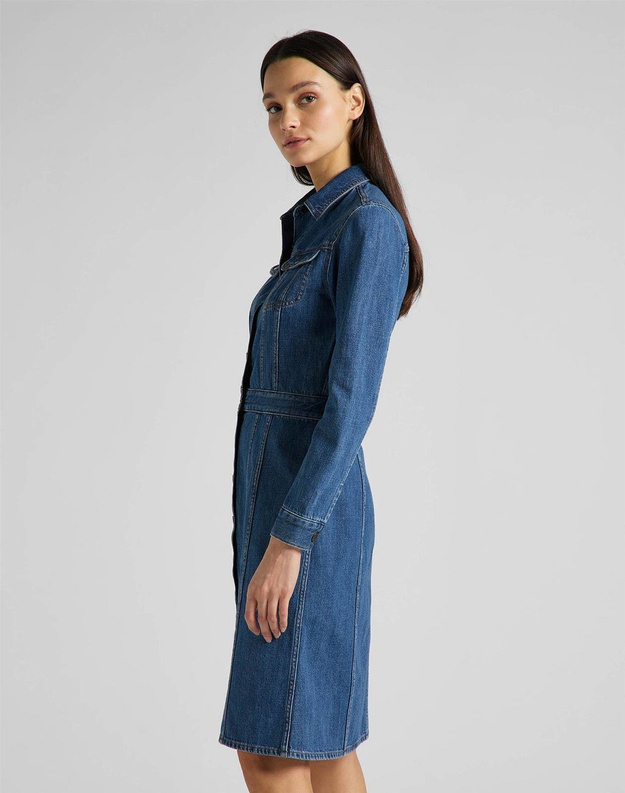 LEE 70s DRESS DAMSKA SUKIENKA JEANSOWA MID STONE L50PNA44 112145232
