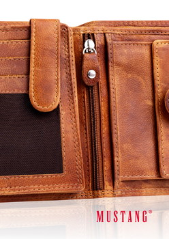 MUSTANG Denimo High Wallet Side Opening UNIWERSALNY SKÓRZANY PORTFEL POJEMNY NA KARTY RFID