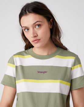 DAMSKI T-SHIRT WRANGLER HIGH RIB REGULAR TEE OIL GREEN W7N9GHG19 112131997