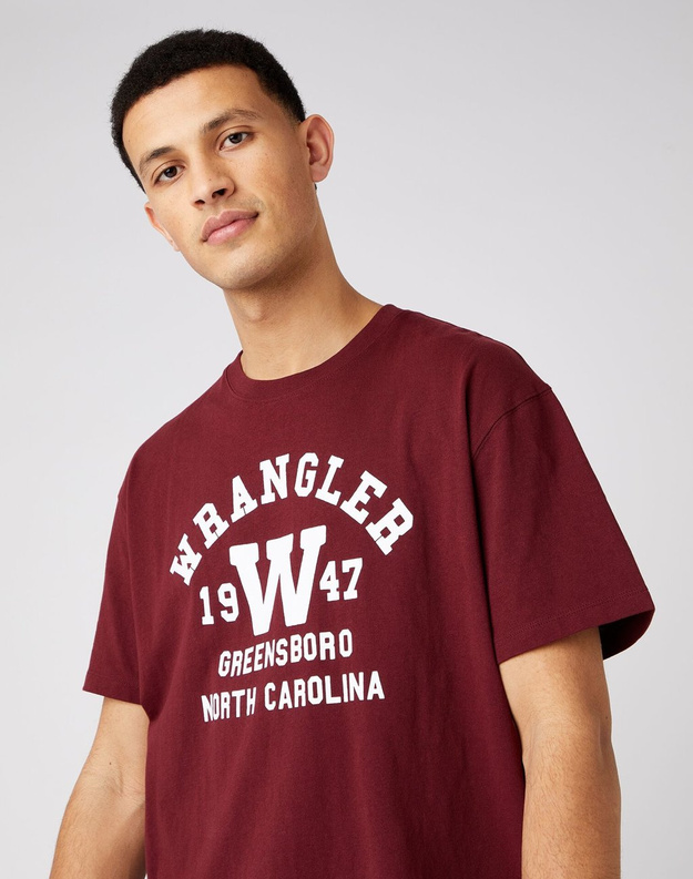 WRANGLER RIDE TEE MĘSKI T-SHIRT KOSZULKA TAWNY PORT W7K3GFX7O 112141567