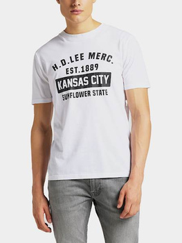 LEE SS KANSAS CITY TEE MĘSKI T-SHIRT KOSZULKA LOGO WHITE L60TFE12 112113532
