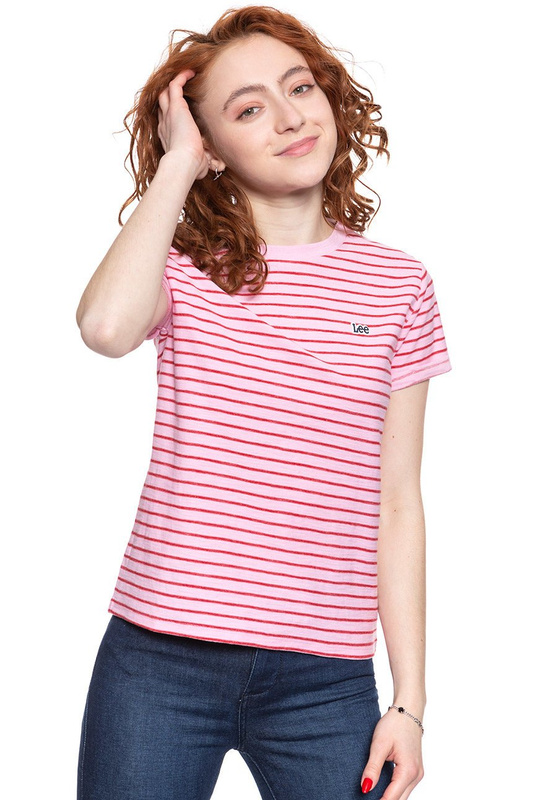 LEE T SHIRT DAMSKI STRIPE TEE FROST PINK L43JTYMC 112109644