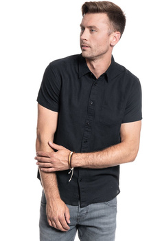 MĘSKA KOSZULA MATERIAŁOWA WRANGLER SS 1PKT SHIRT BLACK  W5J1LO100