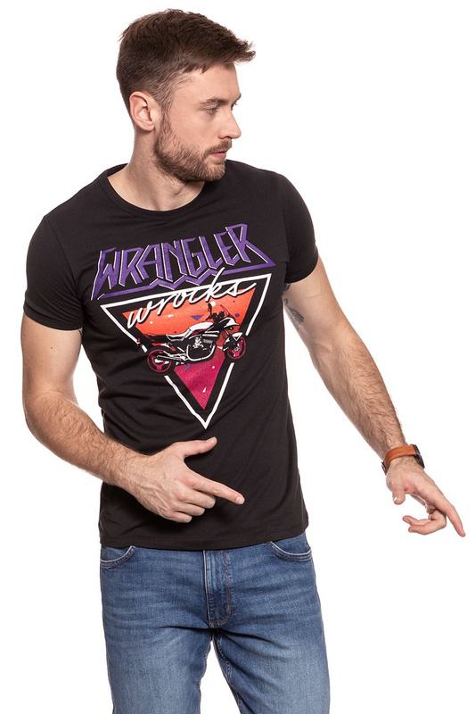 KOSZULKA WRANGLER RINGER TEE FADED BLACK W7B63FKV6 112131521