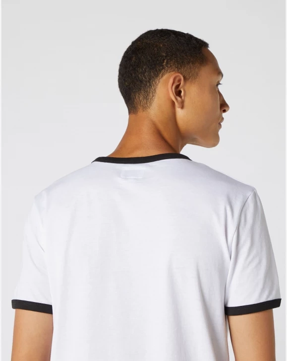 WRANGLER SS RINGER TEE MĘSKI T-SHIRT KOSZULKA Z NADRUKIEM LOGO WHITE W7D4D3989 112131752