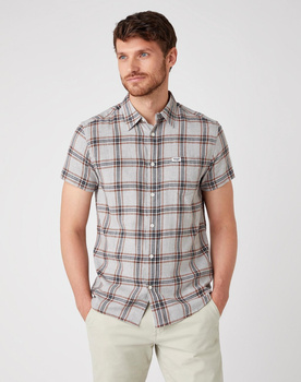 KOSZULA MĘSKA WRANGLER SS 1PKT SHIRT TORNADO GREY W5J11O70C 112130157