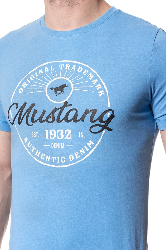 MUSTANG T SHIRT Logo Crack Tee HERITAGE BLUE 1007613 5092