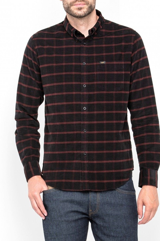 LEE BUTTON DOWN MĘSKA KOSZULA KRATA RHUBARB RED L880YZGB 112123500