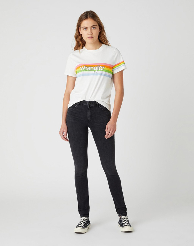 DAMSKI T-SHIRT WRANGLER HIGH RIB REGULAR TEE WORN WHITE W7N9-GH-W02 112132001