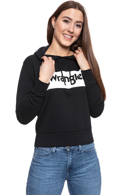 BLUZA WRANGLER LOGO HOODIE BLACK W6N4HA100 112130793