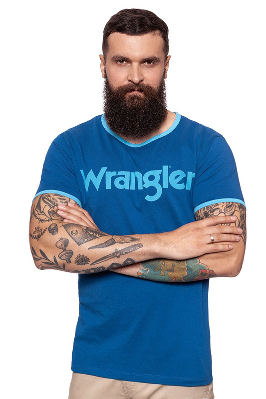 KOSZULKA WRANGLER KABEL TEE LIMOGES BLUE W7A76FQ50 112131256