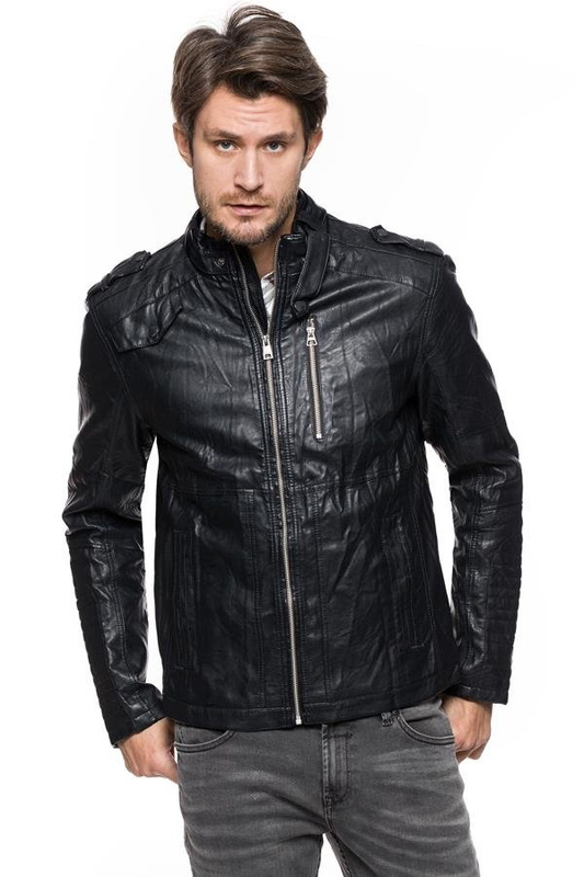 KURTKA SKÓRZANA TOM TAILOR LEATHER LOOK BIKER JACKET 3721883.00.12 COL. 2578 SSN 5040
