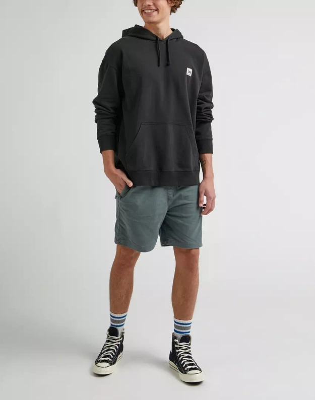 LEE CORE LOOSE HOODIE MĘSKA BLUZA Z KAPTUREM LOGO WASHED BLACK L84WFXON 112330671