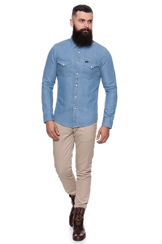 KOSZULA JEANSOWA MĘSKA LEE WESTERN SHIRT INDIGO BLUE L644MGEW 112115562
