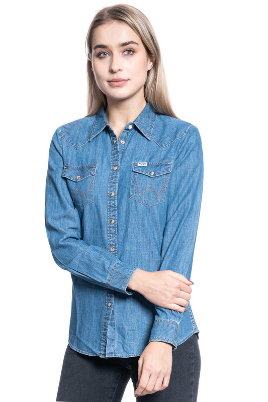 KOSZULA DAMSKA WRANGLER LS DENIM SHIRT MID INDIGO W5Z12AX8E 112130360