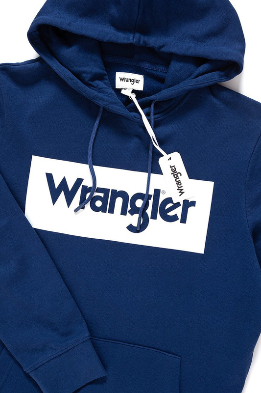 BLUZA WRANGLER LOGO HOODIE BLUE DEPTHS W641HYXJY 112130474