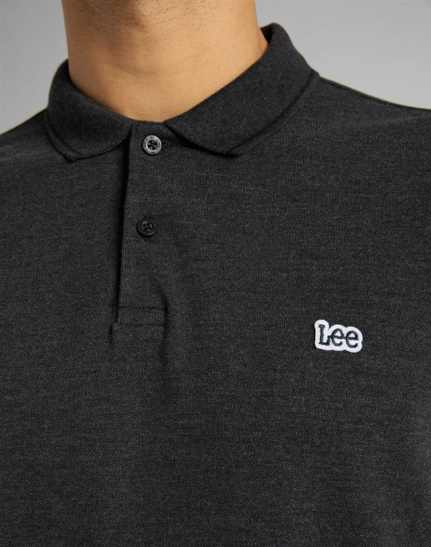 LEE LS PIQUE POLO MĘSKI LONGSLEEVE KOSZULKA LOGO DARK GREY MELE L61VRL06 112114061