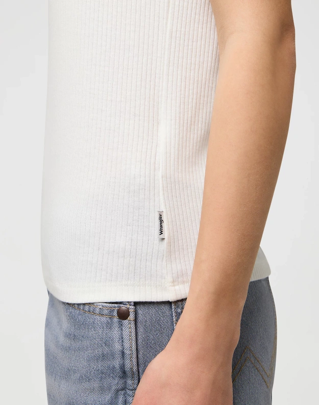 DAMSKA KOSZULKA WRANGLER FEMME KNIT HENLEY WORN WHITE 112370743
