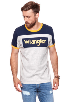 KOSZULKA WRANGLER B&Y RUGBY LOGO TEE MID GREY MEL W7B87GK37 112131559