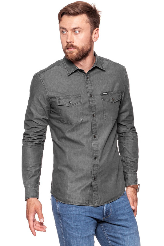 KOSZULA WRANGLER LS 2PKT FLAP SHIRT FADED BLACK W5917SWV6 112129700