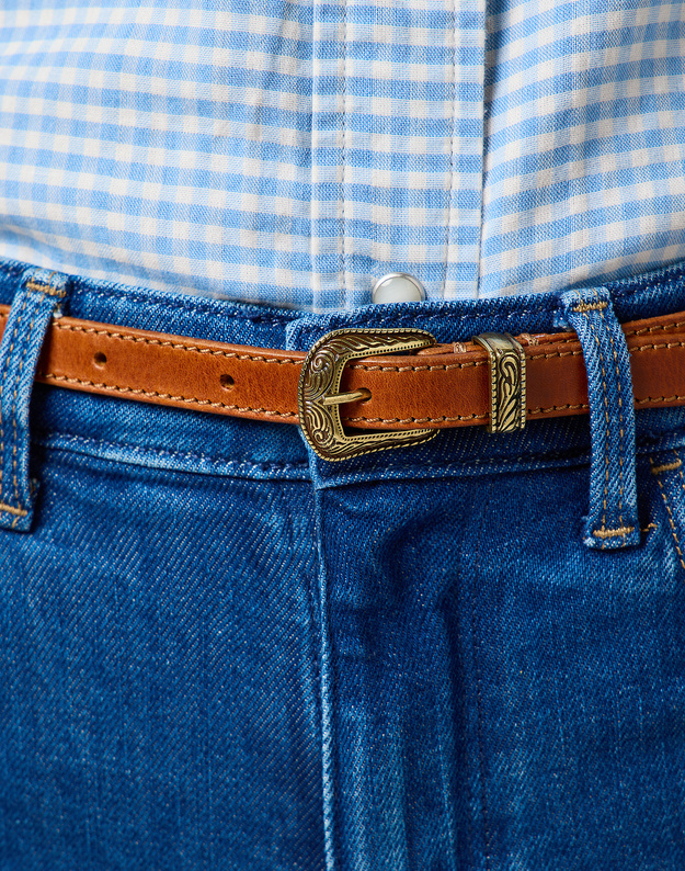 WRANGLER DAMSKI PASEK WRANGLER THIN WESTERN BELT COGNAC 112365349