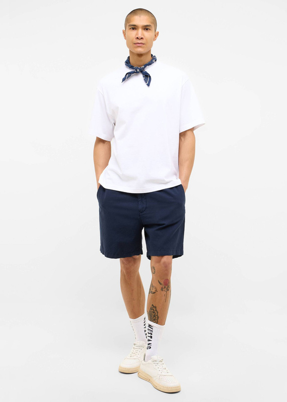 MUSTANG Męskie szorty Materiałowe Mustang Style Linen Jogger Shorts Navy Blazer 1016459 5324