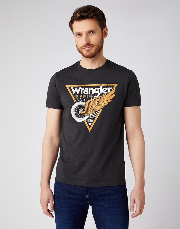 MĘSKI T-SHIRT WRANGLER AMERICANA TEE FADED BLACK W7J6D3XV6 112141553