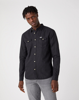 KOSZULA MĘSKA WRANGLER LS 2PKT FLAP SHIRT FADED BLACK W5A5LOXV6 112130062
