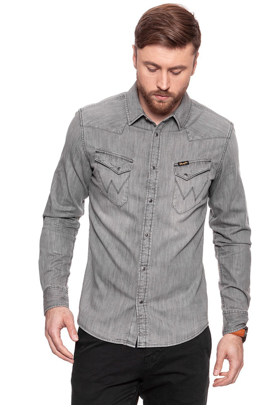 WRANGLER L/S CITY WESTERN SHI WASHED GREY W58333X2D
