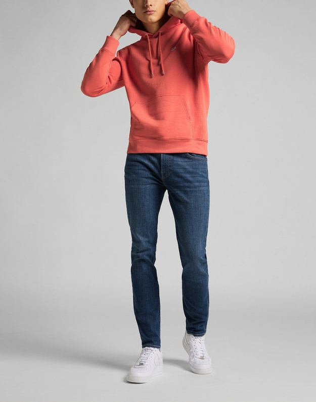 MĘSKA BLUZA Z KAPTUREM LEE PLAIN HOODIE WASHED RED L80YSPQM 112121608