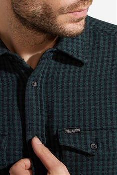 WRANGLER LS 2PKT FLAP SHIRT MĘSKA KOSZULA MATERIAŁOWA GREEN GABLES W5917NDTF