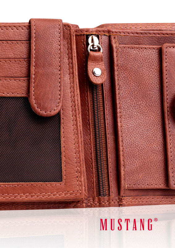MUSTANG Denimo High Wallet Side Opening SKÓRZANY PORTFEL POJEMNY NA KARTY RFID