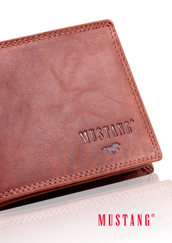 MUSTANG Denimo High Wallet Side Opening With Button SKÓRZANY PORTFEL POJEMNY NA KARTY PREMIUM 