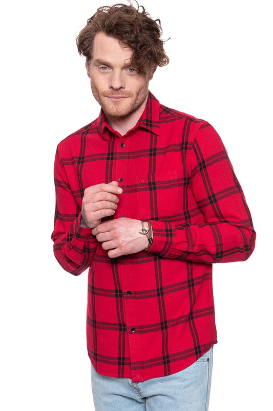 MĘSKA KOSZULA WRANGLER LS 1PKT SHIRT CRIMSON RED W5A1T2X51 112129989
