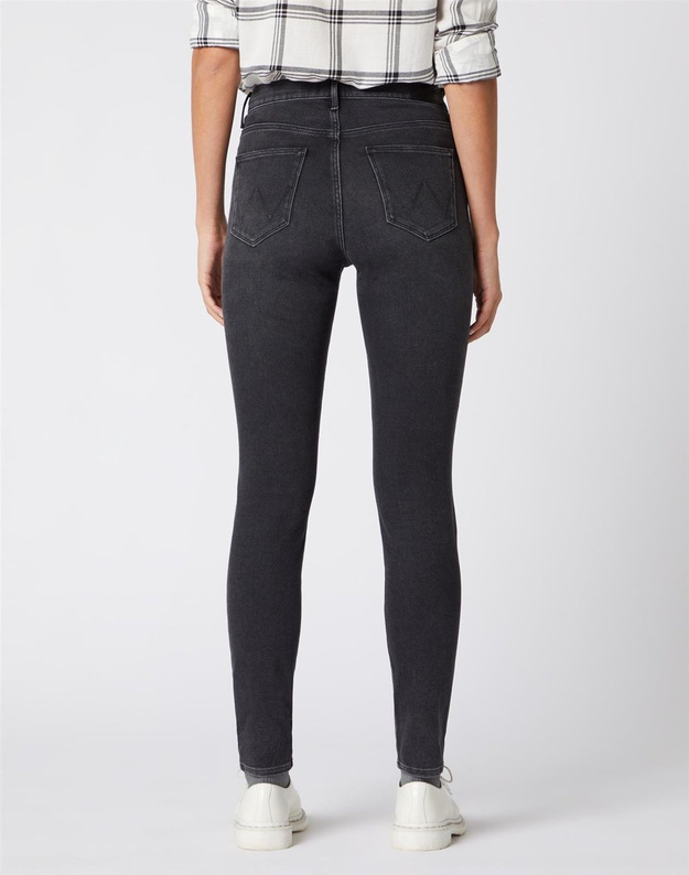 SPODNIE DAMSKIE WRANGLER HIGH RISE SKINNY BLACK SEA W27HJK45A 112128088