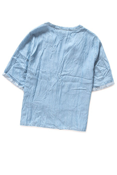 KOSZULA DAMSKA LEE CROPPED V NECK BLOUSE DELFT BLUE L45THACO 112110534