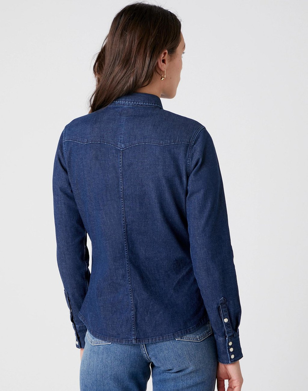 DAMSKA KOSZULA JEANSOWA WRANGLER SLIM WESTERN SHIRT DARK INDIGO W5Q3TFX1E 112130291