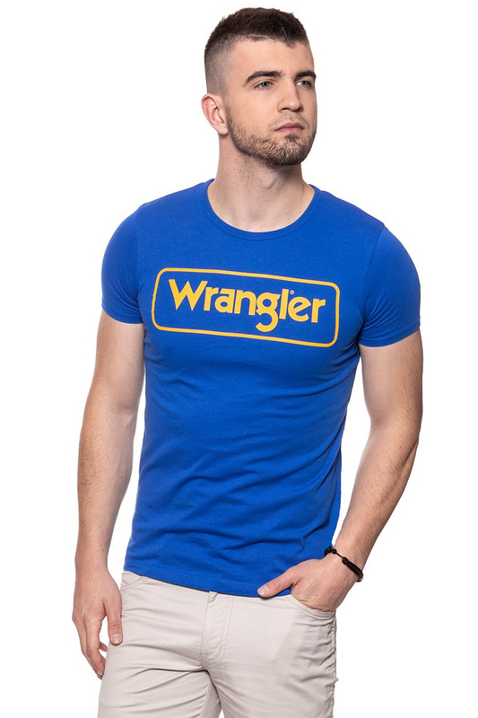 KOSZULKA WRANGLER B&Y LOGO TEE NAUTICAL BLUE W7B57FKV2 112131496